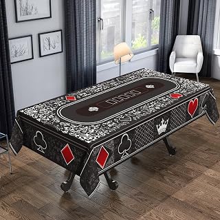 Cheerland Poker Mat Casino Tablecloth Playing Cards Decorations Playmat Texas Holdem Table Mat Las Vegas Game Night Supplies Party Decor Table Top Reuseable for Bachelor Party Game Night 9ft x 5ft