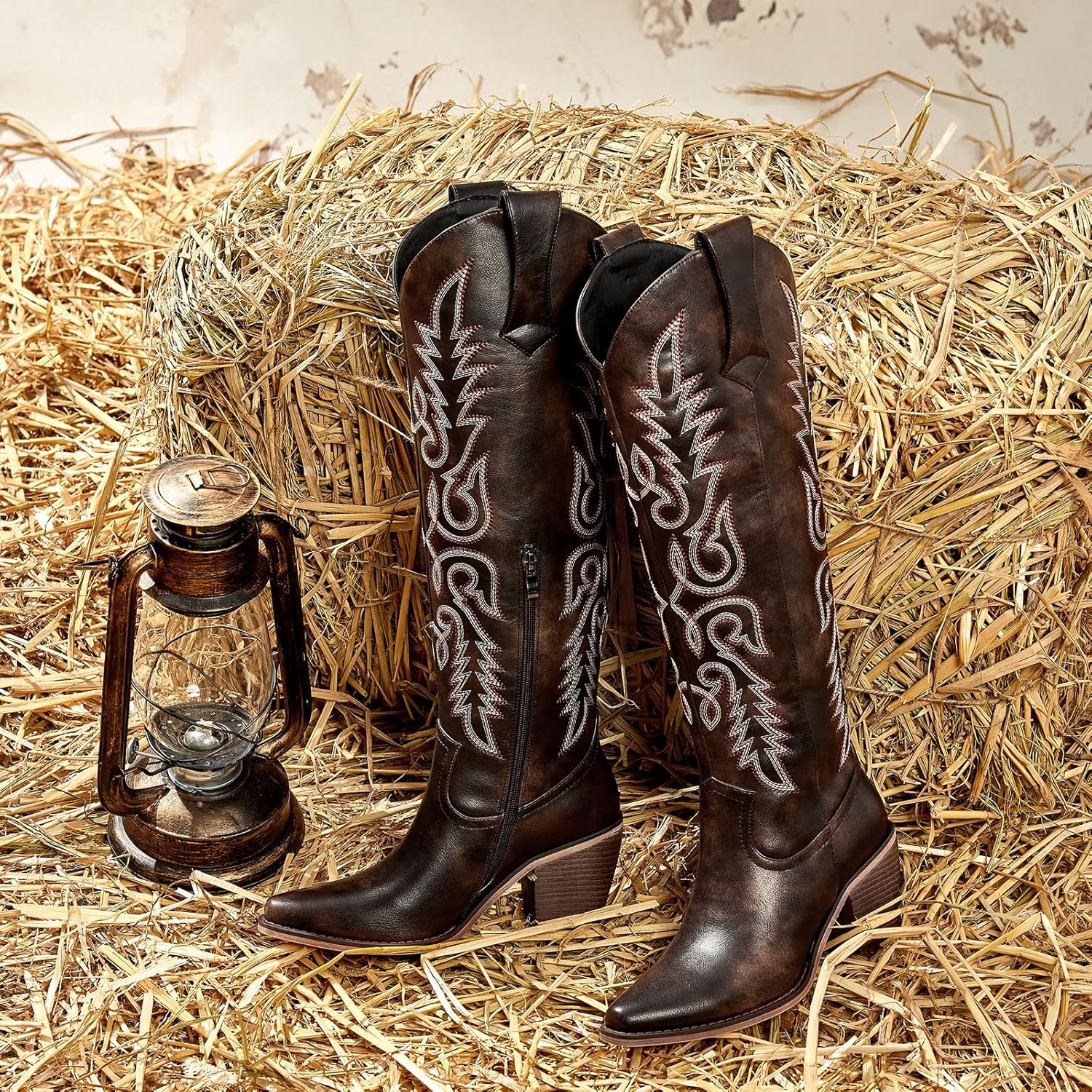 wetkiss Women's Pointed Toe Cowboy Boots - Image 3