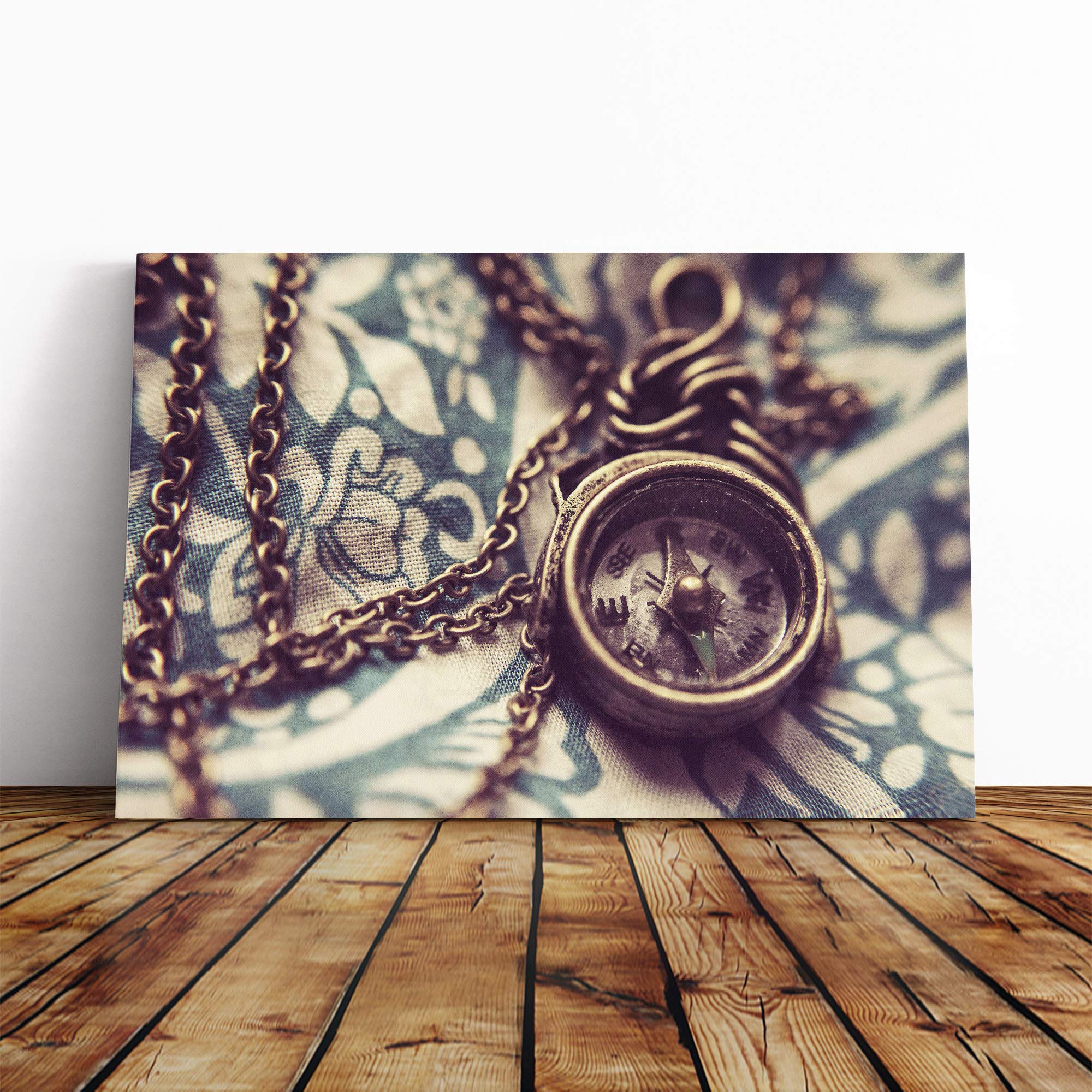 Nautical Compass (1) Canvas Print | Gallery Wrapped 30mm Frame Wall Art | 30x20 inches | Ready to Hang | Modern Seascape Picture | Living Room Bedroom Lounge Office