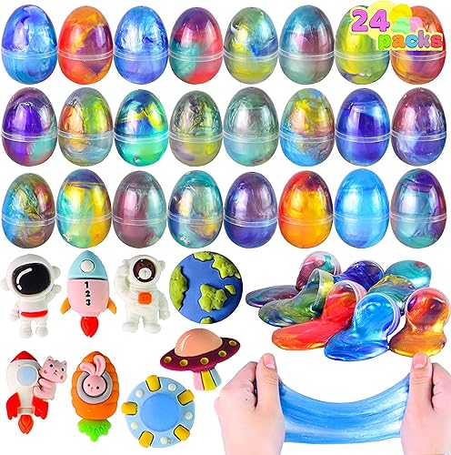 JOYIN - 24 huevos de nubes de la galaxia que contienen juguetes, para regalos de fiesta de Pascua, alivio del estrés, huevos para cesta de Pascua
