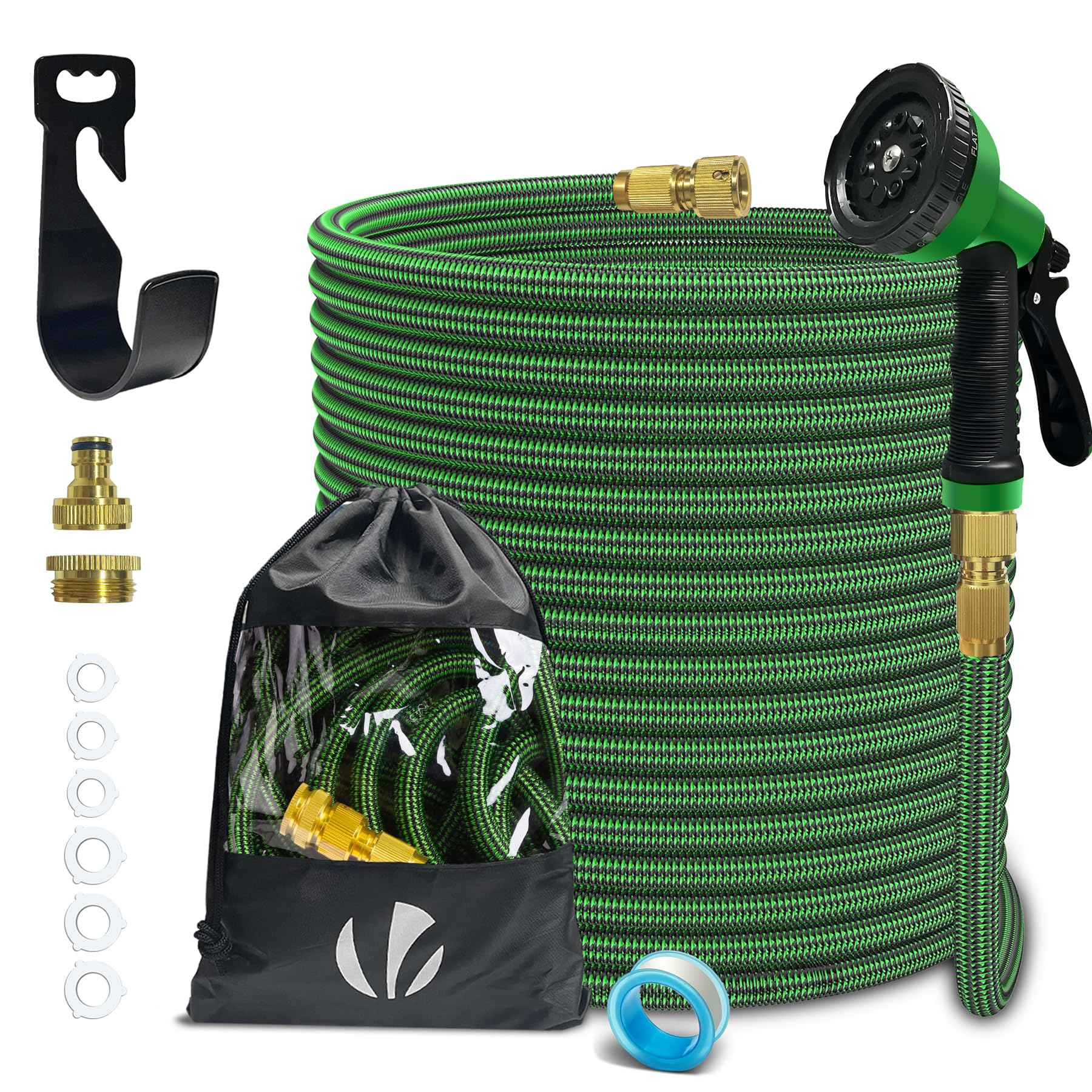 Tubo di irrigazione estensibile 30 m 2500D, verde