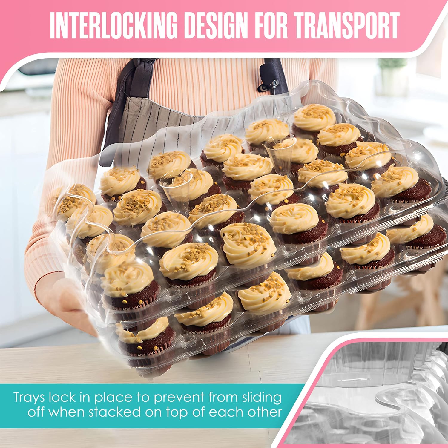 Cupcake Boxes 24 Count, Cup Cake Containers, Travel Carrier, 5 Pack (120 Compartment), Full Size