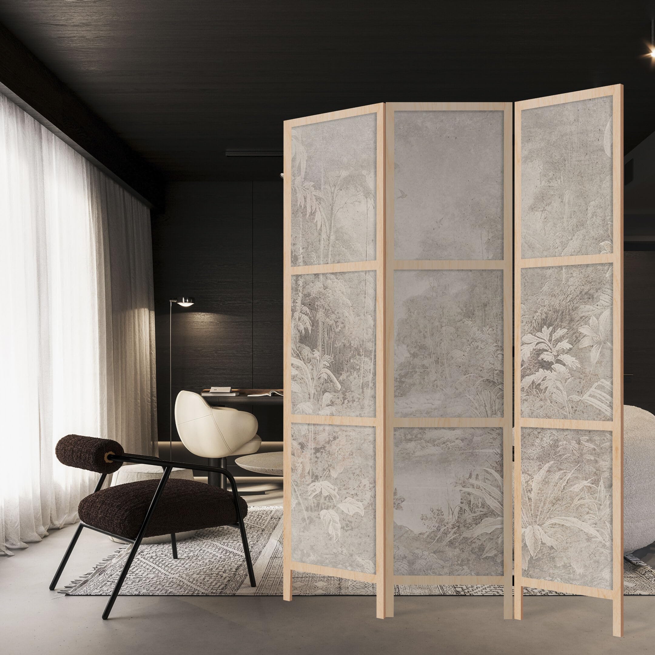 Separe Divisorio Interno Monofacciale - Paravento da Interno 3 Pannelli Divisorio per Ambienti - Divisori per Interni con Motivo Classico - 135x172 cm