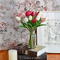 Vista 6 de Mandy's Shades of Pink - Centro de mesa de flores artificiales de tulipanes artificiales, 13.5 pulgadas, tallos florales falsos de poliuretano