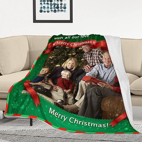 Miniatura 10 de Mantas personalizadas para Navidad, mantas de franela personalizadas con texto de fotos, feliz año nuevo, vacaciones, Navidad, regalos