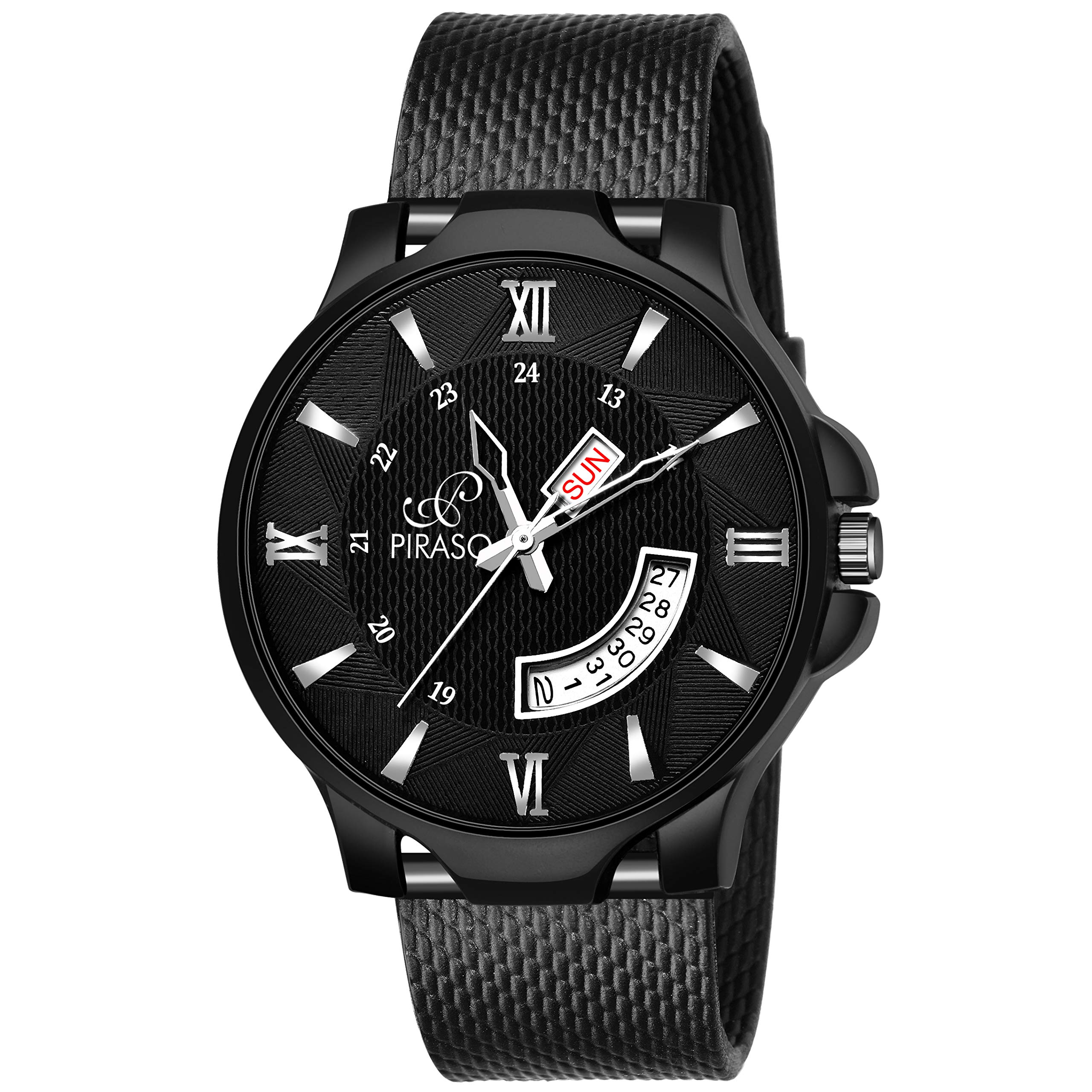 PIRASO Analogue Black Watch with Black DIAL with Day and Date Display for Men & Boys (B0829XKYZM) Amazon Price History, Amazon Price Tracker