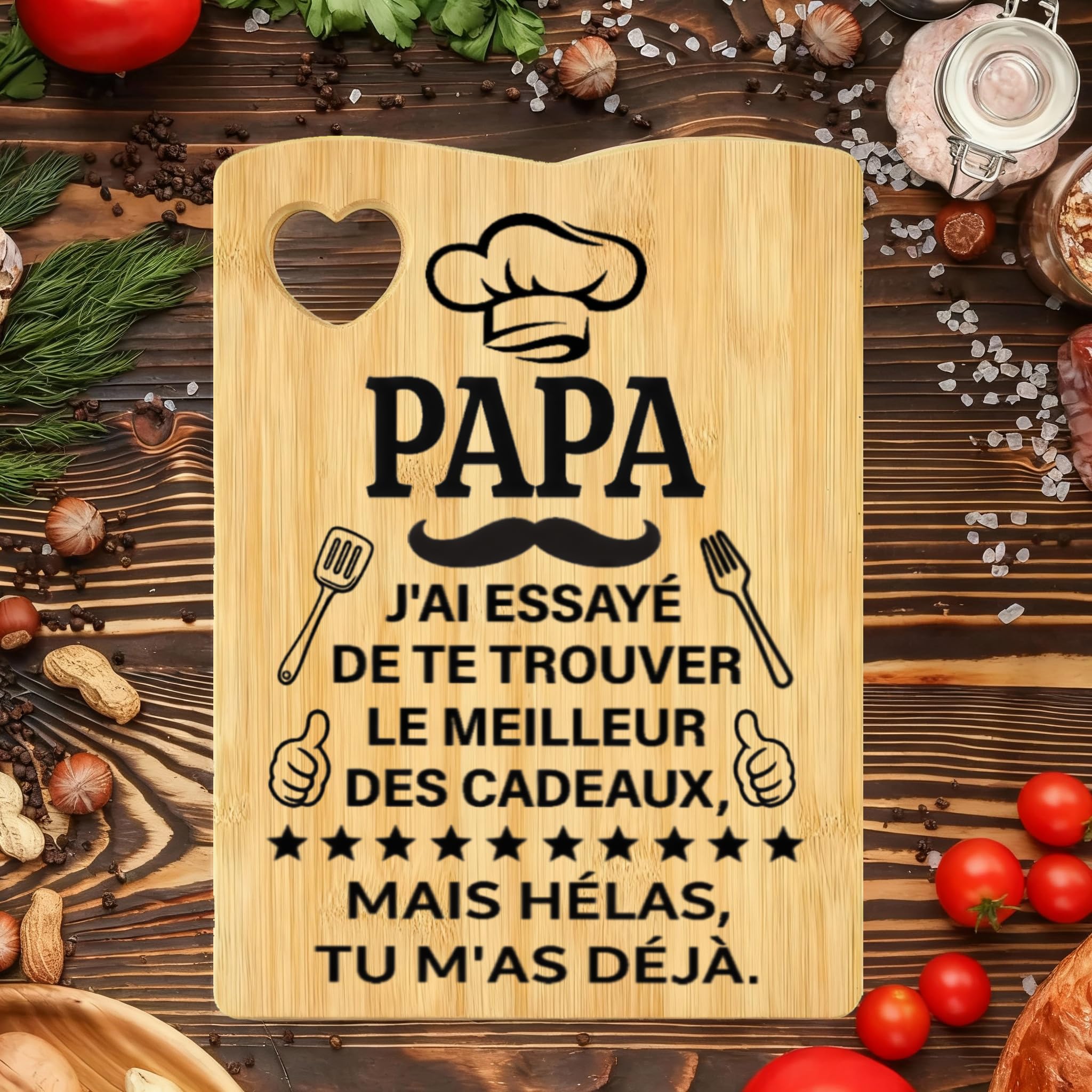 Cadeau Papa Planche à Découper en Bambou, Cadeaux Fête des Pères