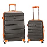 Rockland Melbourne Hardside Expandable Spinner Wheel Luggage, Charcoal, 2-Piece Set (20/28) 2-Piece Set (20/28) Charcoal
