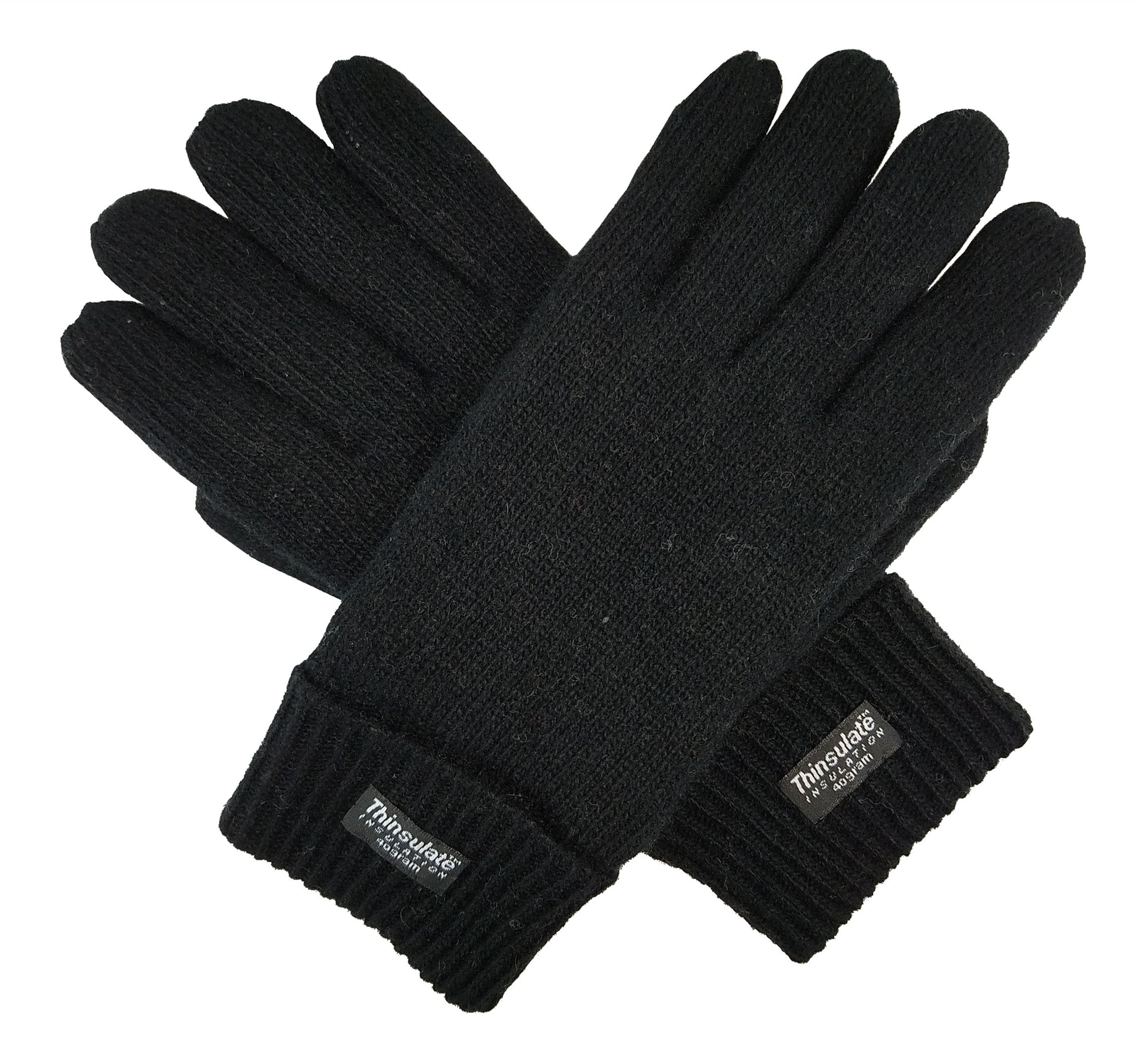 BRUCERIVER Men's Pure Wool Knitted Gloves with Thinsulate Lining