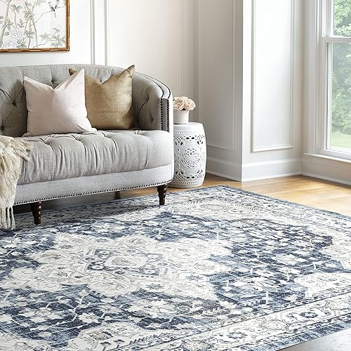 Miniatura 4 de Alvina - Alfombra de área azul marino de 4 x 6, 4 x 6, alfombra de área para sala de estar, comedor, alfombra de dormitorio, alfombra de cocina,