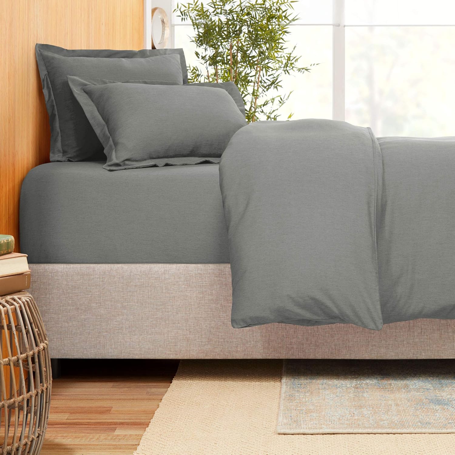 100% Natural Cotton Sateen Weave 800 Thread Count King Size Fitted Sheet with Elastic All Around - 1 Piece Fitted Sheet - Fits Mattress Up to 18 Inches Deep Pocket Dark Grey