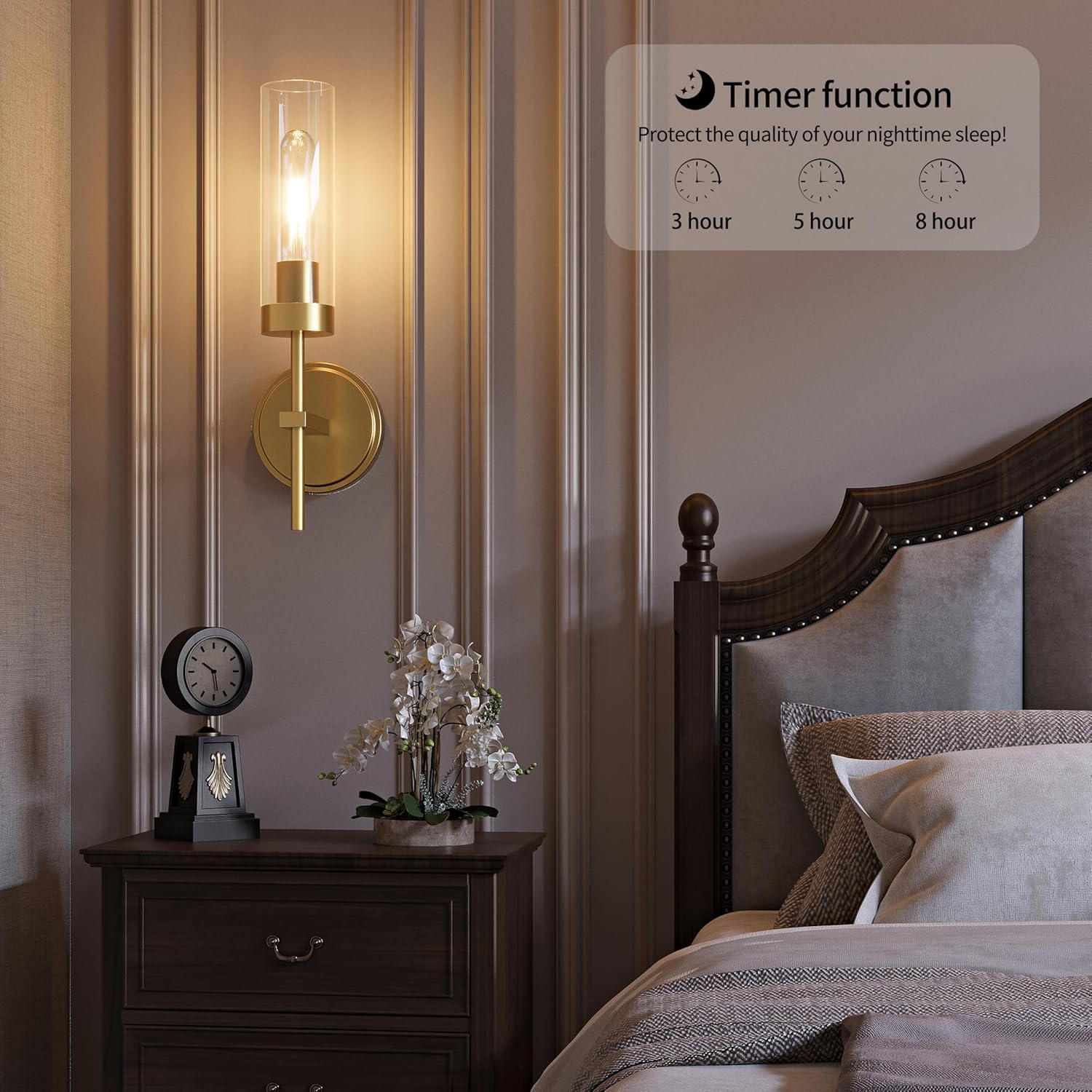 Gold Battery Operated Wall Sconce, Wireless Wall Sconces with Remote Control, Rechargeable 3000K Dimmable Wall Light for Bedroom Living Room Bathroom Hallway Entryway Stairwell