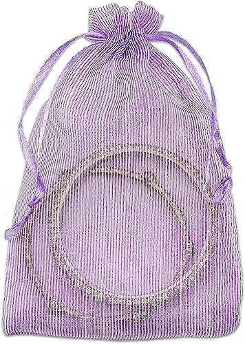 Vista 38 de TheDisplayGuys - 24-Pack Striped Weave Organza Gift Bags w/Drawstrings - Small 3" x 4" - Iridescent - for Party Favors, Samples, Treats