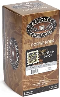 Baronet Coffee Pods [Pumpkin Spice Latte-54 Pods] Flavored Single Cup Use, Like Senseo [3 Boxes of 18 Single Serve 10 Gram] Regular Strength, Medium Roast [PSL]
