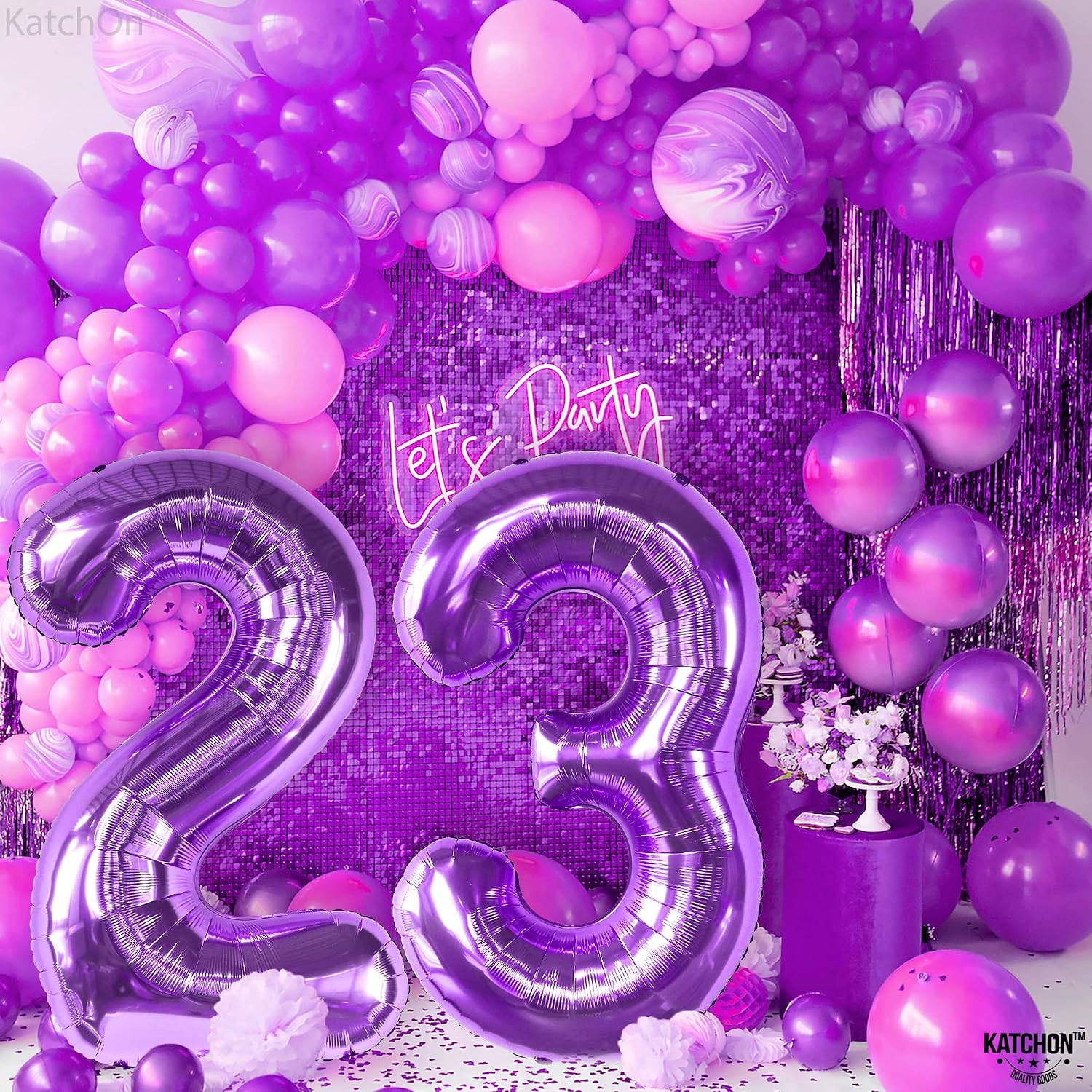 KatchOn, Purple 23 Balloon Numbers - Big, 40 Inch | 23 Purple Balloons for 23 Birthday Decorations for Men | 23 Birthday Decorations | 23 Balloon Numbers for 23rd birthday decorations for Men