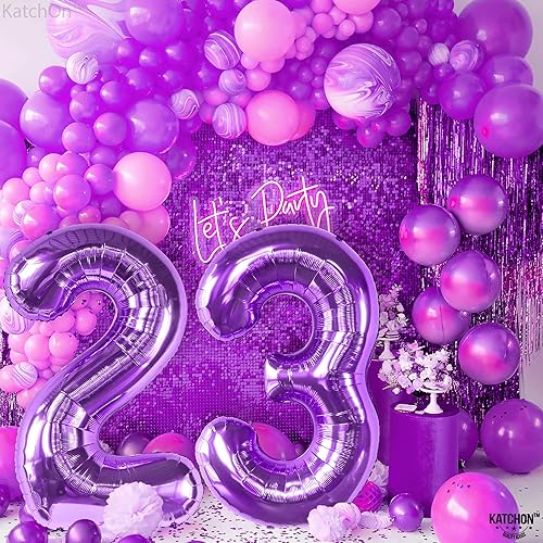 Miniatura 6 de KatchOn, Globos morados del número 23, grandes, 40 pulgadas, 23 globos morados para decoraciones de cumpleaños de 23 años para hombres, decoraciones