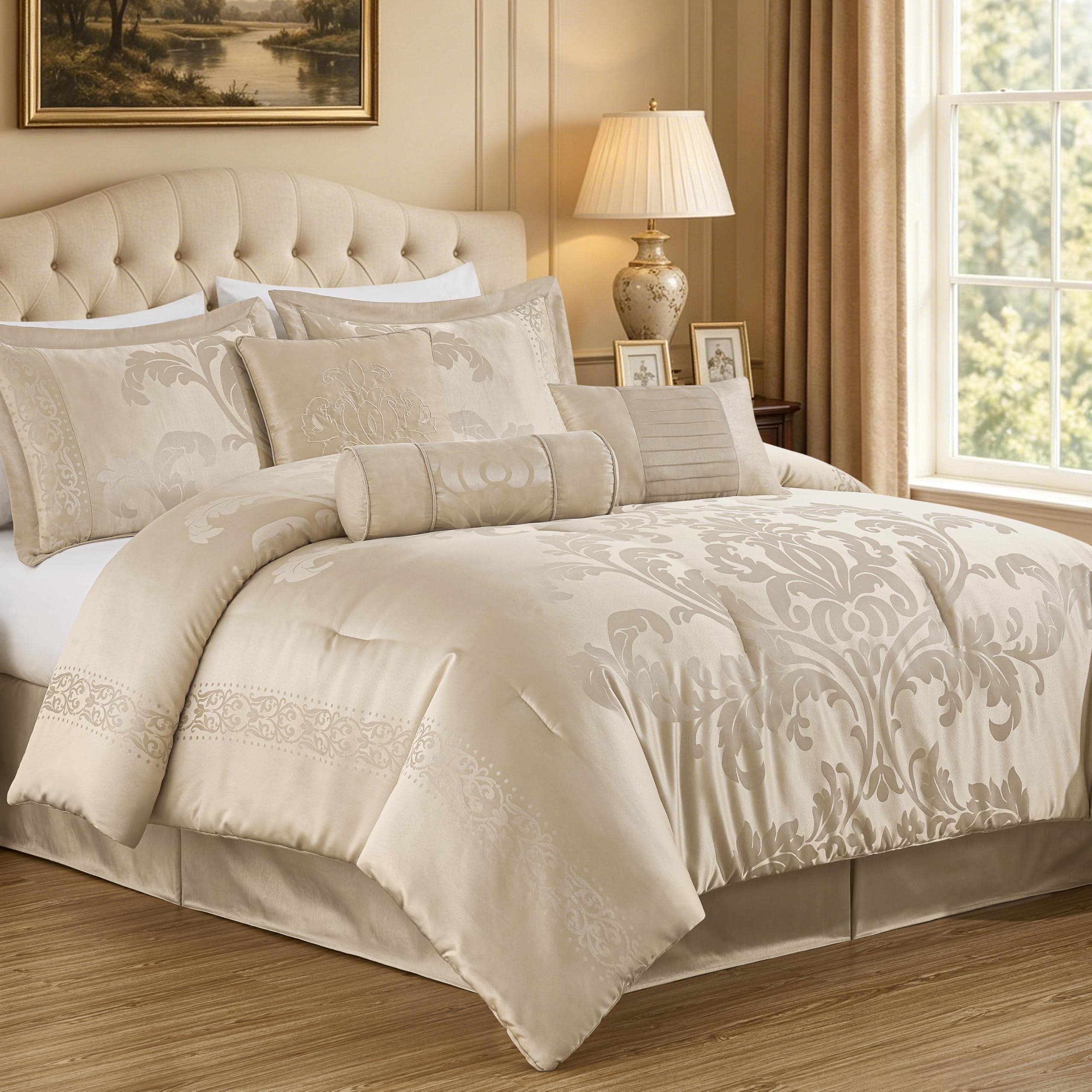 Amazon.com: Chezmoi Collection Royale 7-Piece Jacquard Floral
