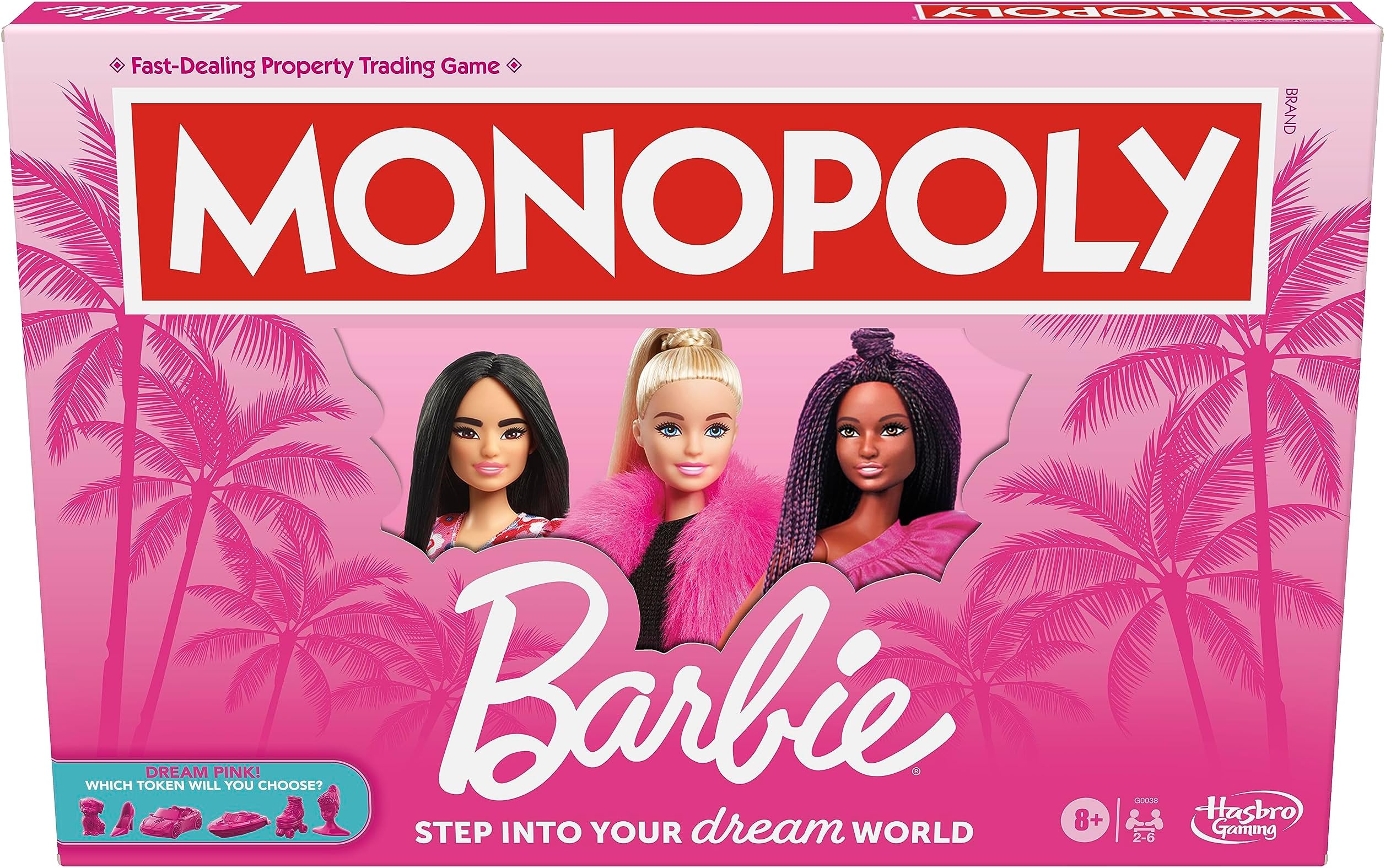 Monopoly: Barbie Edition Board Game | Ages 8+ | 2-6 Players | Fun Family Games for Kids and Adults | With 6 Barbie-Themed Pink Zinc Tokens | Kids Gifts