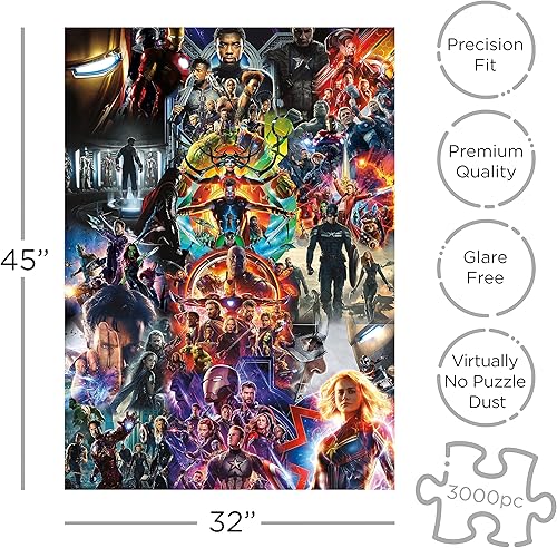 Miniatura 2 de AQUARIUS Marvel Avengers Collage (rompecabezas de 3000 piezas) – Sin deslumbramiento – Ajuste de precisión – Mercancía y coleccionables con licencia
