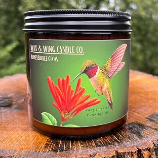 Enctg Honeysucke Scented Cande e 100% Soy Wa 16 Oz. Amber Jar & id Perfect Hummgbird Design Idea Bird oer Gift Wa & Wg Cande Co.