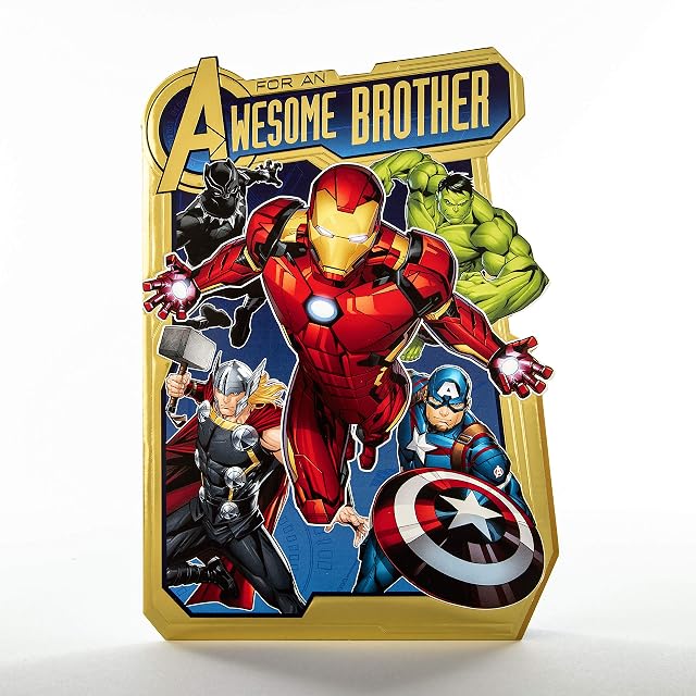 Hallmark Birthday Card for Brother - Pop-out Marvel Avengers Design