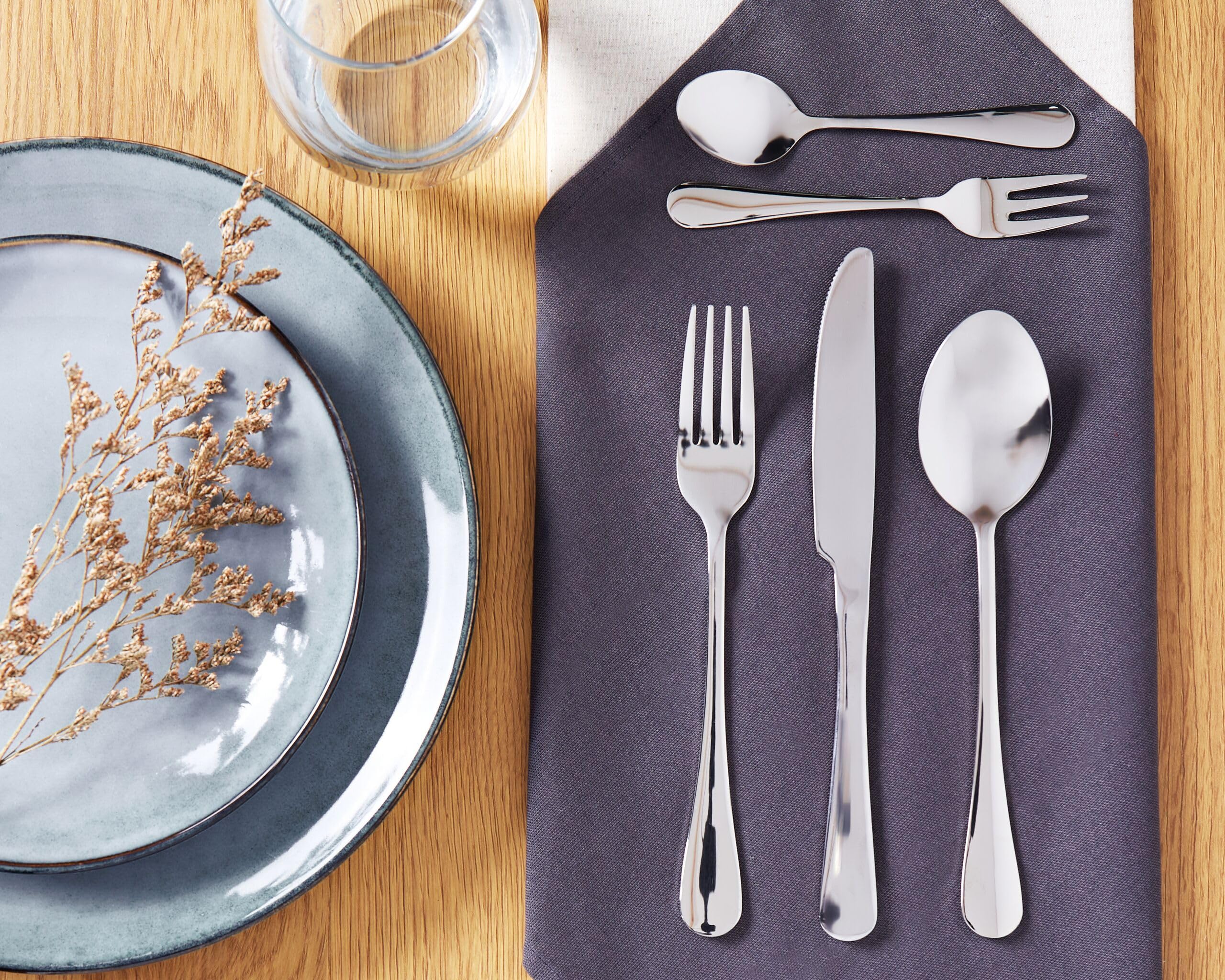 Cubertería moderna conjunto 30 cubiertos para 6 personas cuchillo tenedor cuchara cucharilla tenedor para postre acero inoxidable plateado Fusilli