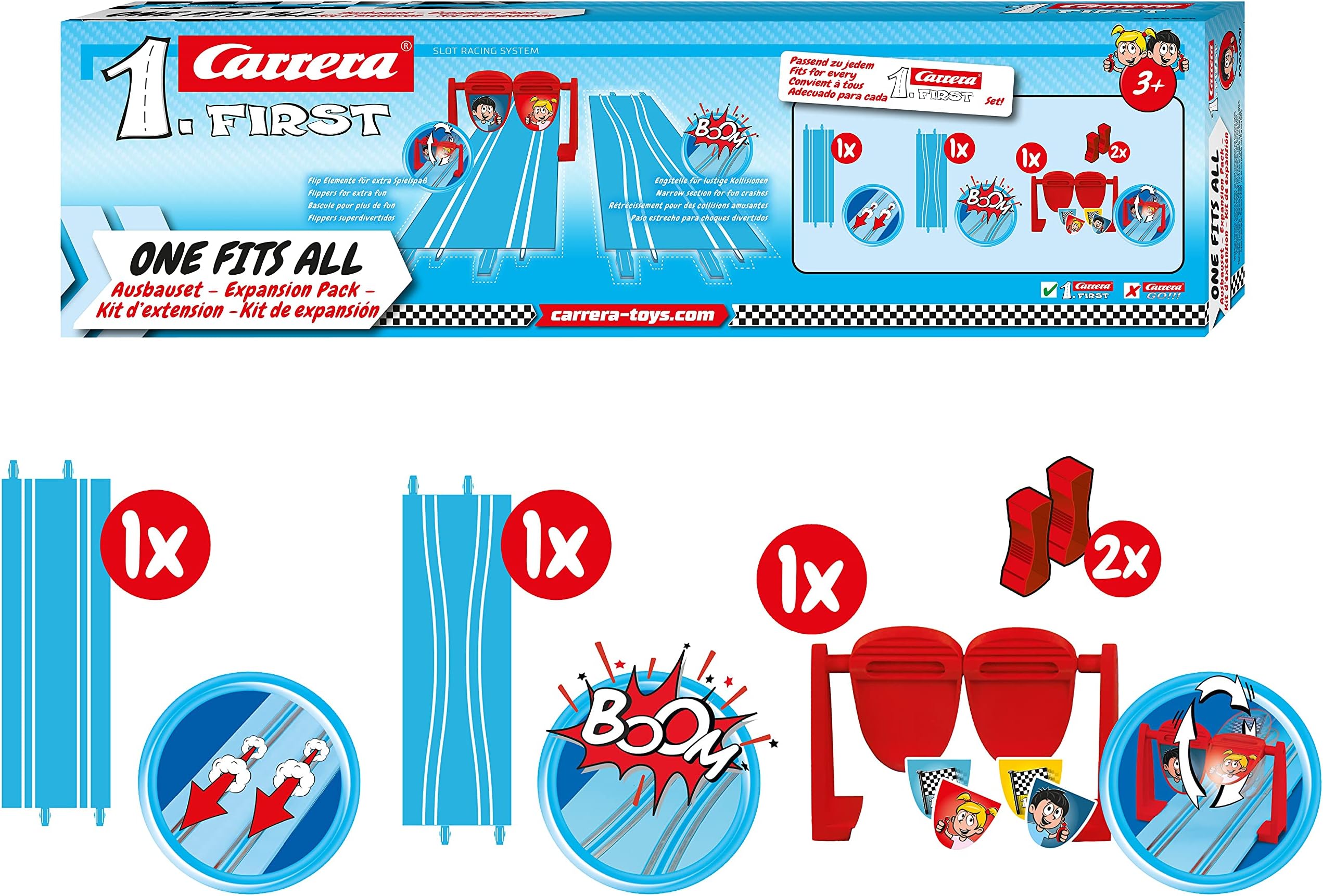 CarreraFirst Expansion Pack Extra Track for Battery-Powered Beginner Slot Car Racing Set for Kids Ages 3 Years and Up