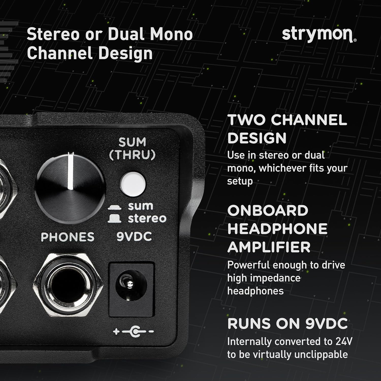 Strymon PCH Stereo Active Direct Interface DI Box with Studio Headphone Amplifier for Guitar, Pedalboards, Synth, Keyboard