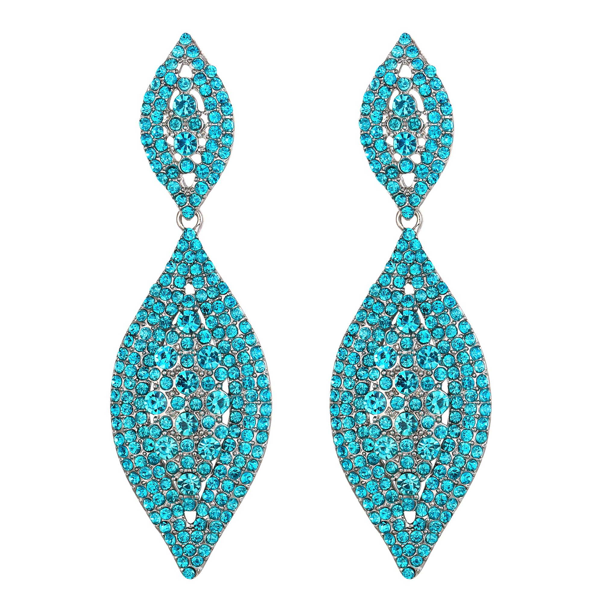 EVER FAITH Wedding Party Drop Dangle Earrings for Women, Sparkly Rhinestone Crystal Statement Teardrop Pierced Earring Costume Jewellery