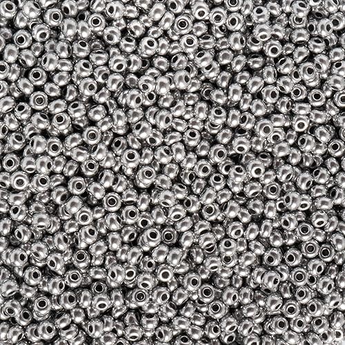 John Bead Cuentas de cristal checo de plata de platino 100 para manualidades de joyería, vial de 0.85 oz