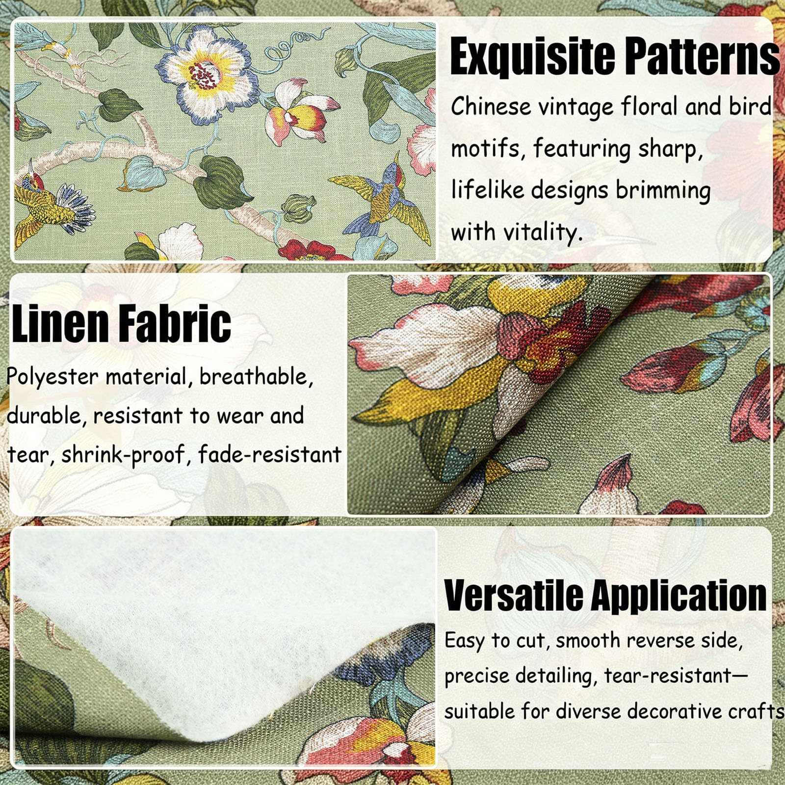 200 x 145 cm - Tissu en lin imprimé - Vendu au mètre - Tissu d'ameublement - Fleurs
