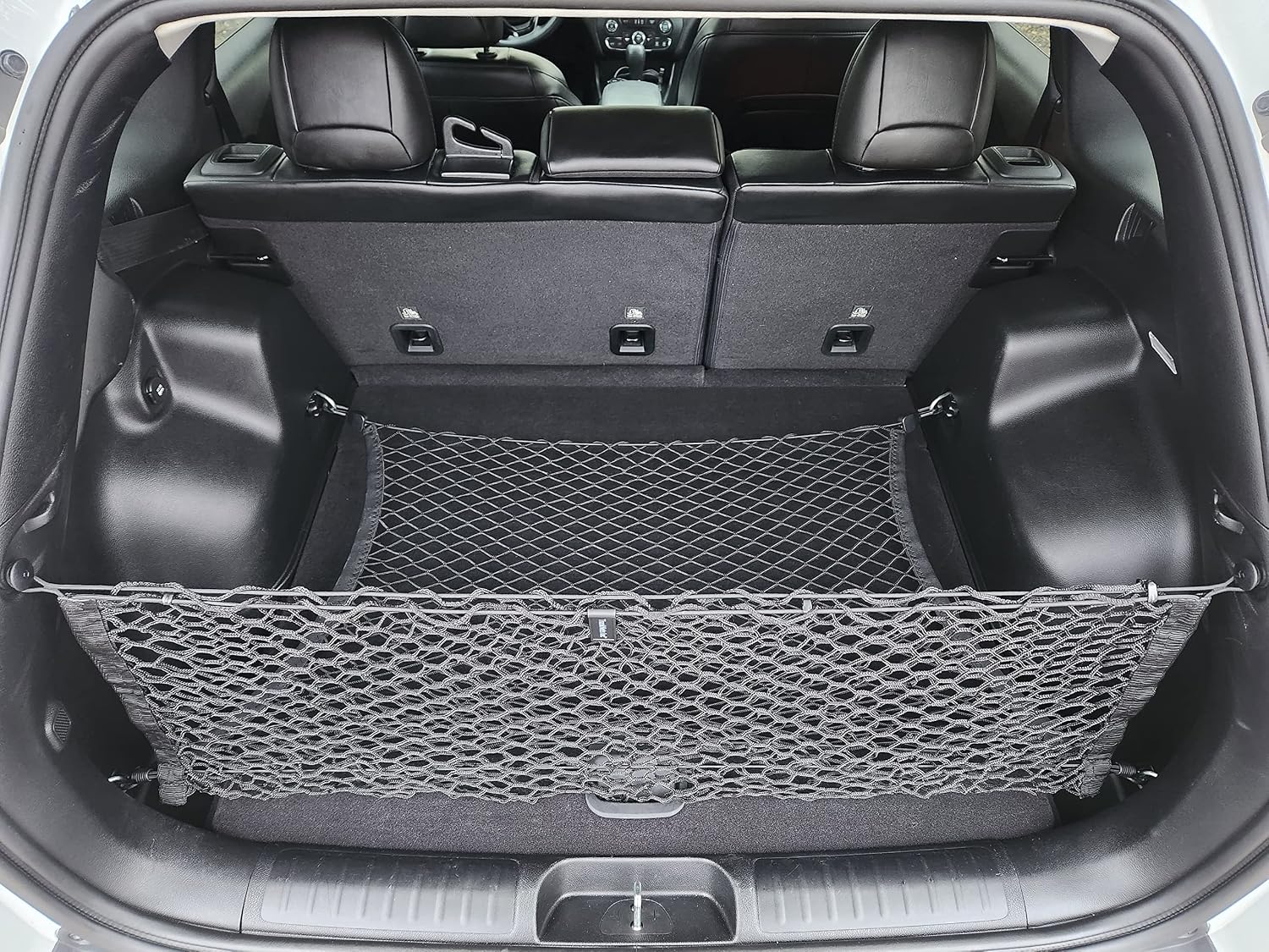 Floor+ Envelope Style Elastic Trunk Mesh Cargo Net for Jeep Cherokee Latitude Trailhawk 2019-2024 - Premium Trunk Organizers and Storage - Luggage Net for SUV - Car Organizer for Jeep Cherokee