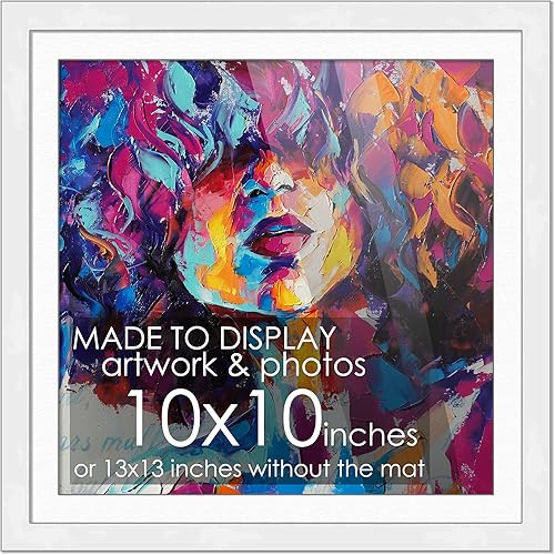 Miniatura 91 de Marco de madera negra de 9 x 9 pulgadas con paspartú blanco Con paspartú de 12 x 12 a 9 x 9 pulgadas Protector inastillable acrílico UV