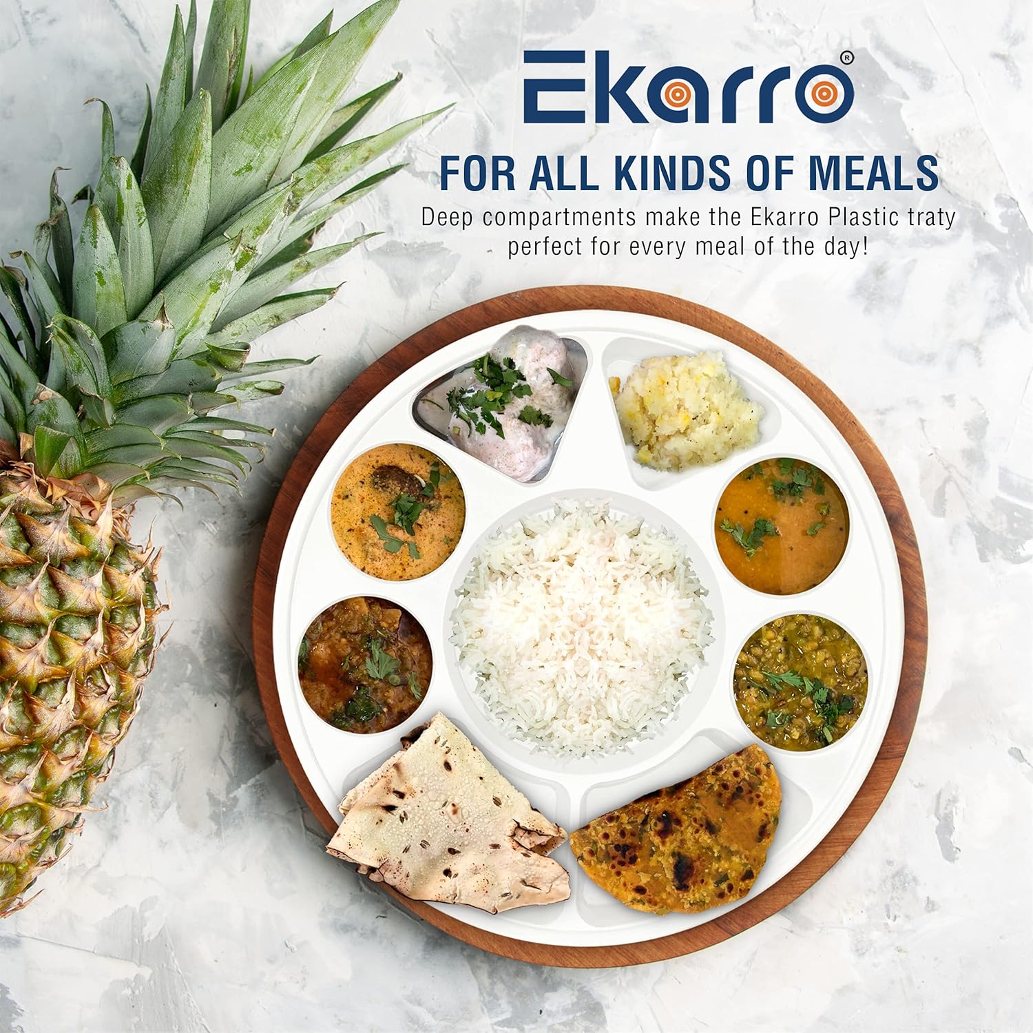 🛒 Flash Sale Ekarro Quality Disposable Plastic Plates With 9 Deep Compartments For Party, Picnic, Barbecue, Dinner, and For Any Occasion, Heavy Duty Sturdy Design, Foam and Paper Plates Alternative - 100 Plates