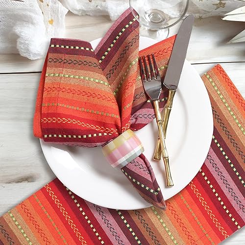 Miniatura 232 de Servilletas de lino y algodón de 18 x 18 pulgadas natural con vainica, servilletas de boda, servilletas de cóctel, servilletas de tela, servilletas