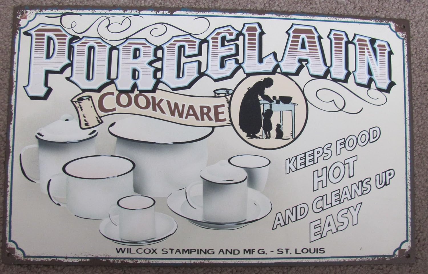 Amazon.com : Reproduction Metal Porcelain Cookware Sign : Decorative ...