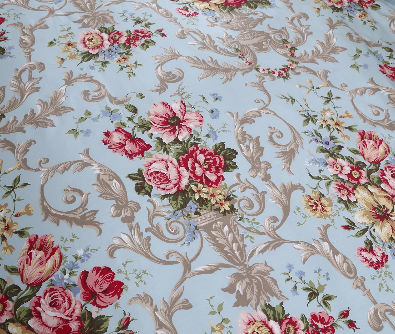 Helthep Chic Boho Shabby Floral Classic Luxury Collection Cal King Size 3Pcs Duvet Cover Set Elegant Peony Leaves Bedding Sets 1 Duvet Cover+ 2 Pillowcases/Shams 100% Egyptian Cotton Cal King Size