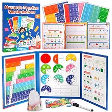 Magnetic Fraction Manipulatives for Kids, Fraction Tiles & Circles Educational Learning Set, Magnetic Fraction with Dry-Erase Practice, Homeschool & Classroom Math Teaching Tool for Elementary Math