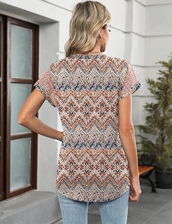 Ivicoer Womens Tops Lace Short Sleeve Blouses Dressy Casual Summer Tshirts Business Outfits