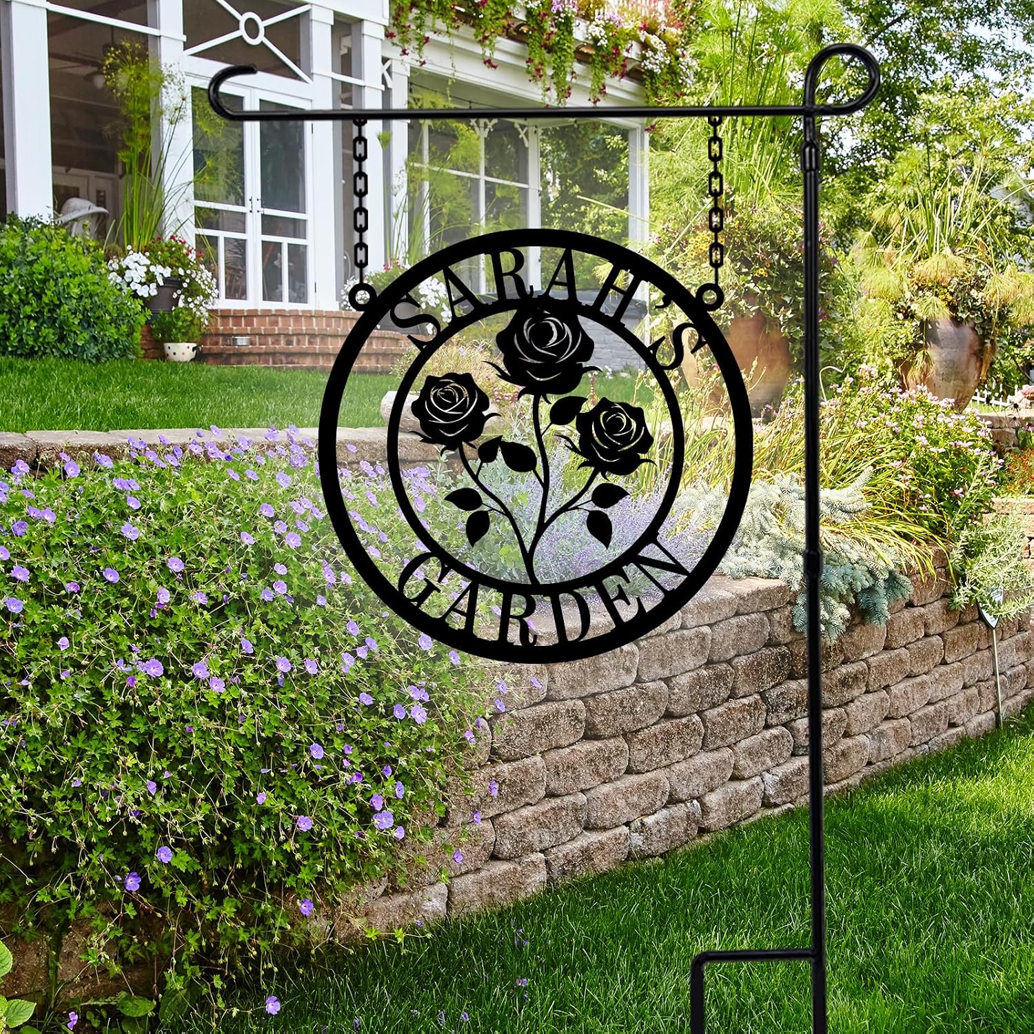 Custom Metal Garden Sign, Personalized Metal Home Garden Sign, Garden Name Signs for Outside grow with love Garden Signs,Grow with love Flowers Garden Yard signs,Gardening Gifts for women,Mother Day Grandma Sister Gifts (rose garden)