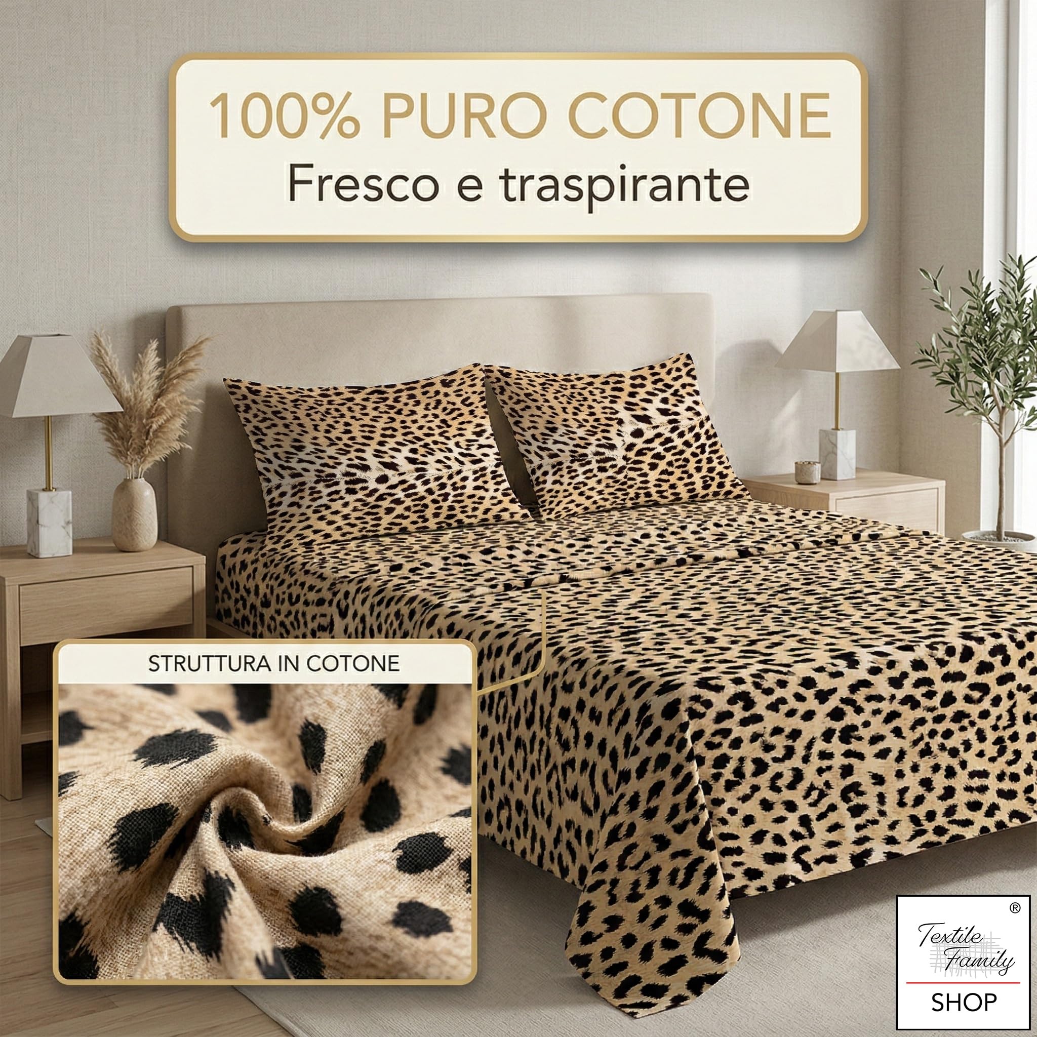 Chameleon Copripiumino 100% Cotone Naturale – 135x200, Set Biancheria Letto Con Ramo E Foglie, Tema Safari Animale, Blu Giallo Verde