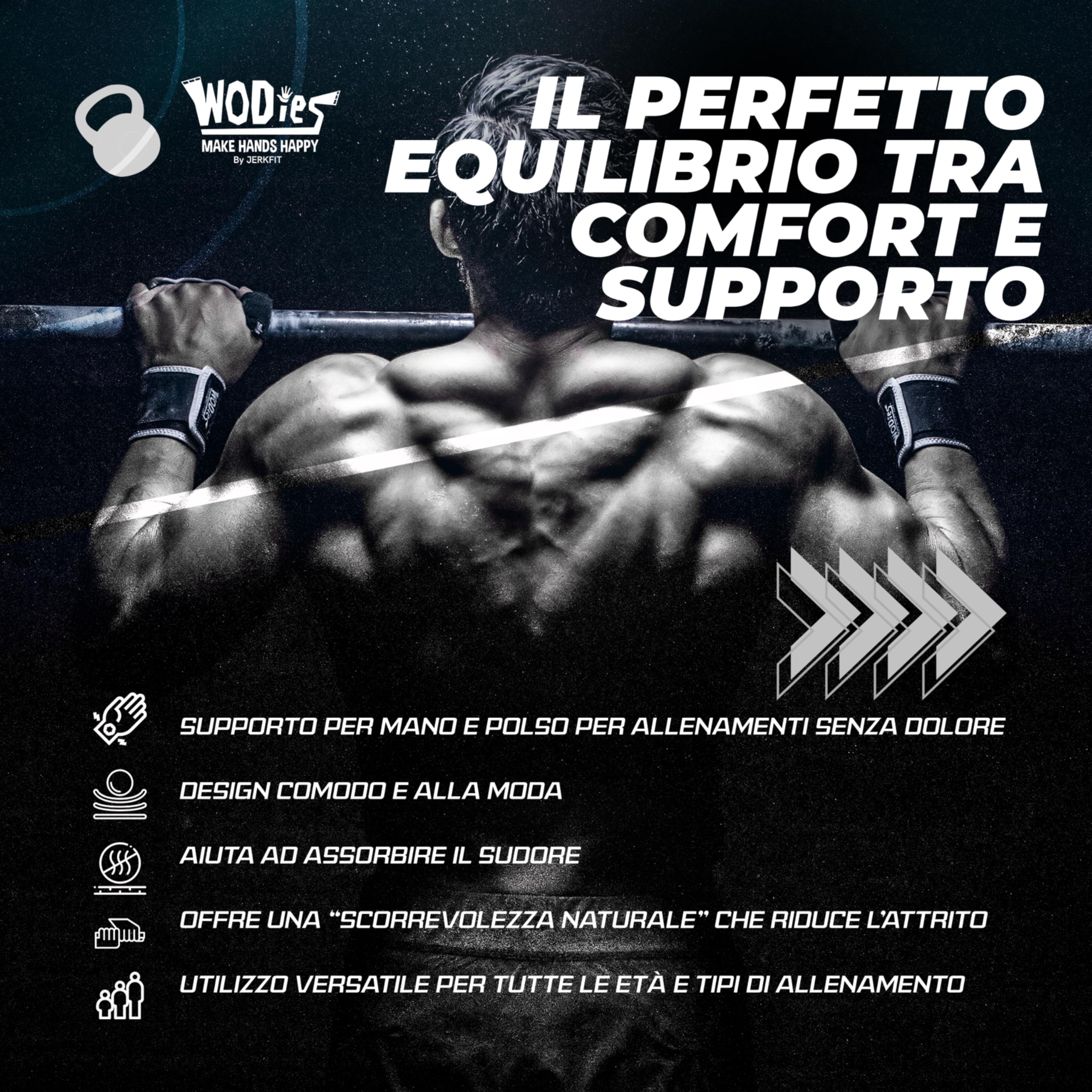 JerkFit WODies 2-in-1 Polsiera e Protezione del Palmo