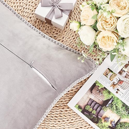 Miniatura 5 de GAWAMAY Juego de 2 fundas de almohada de terciopelo de 12 x 20 pulgadas con chenilla, fundas decorativas rectangulares de apoyo lumbar para sofá,