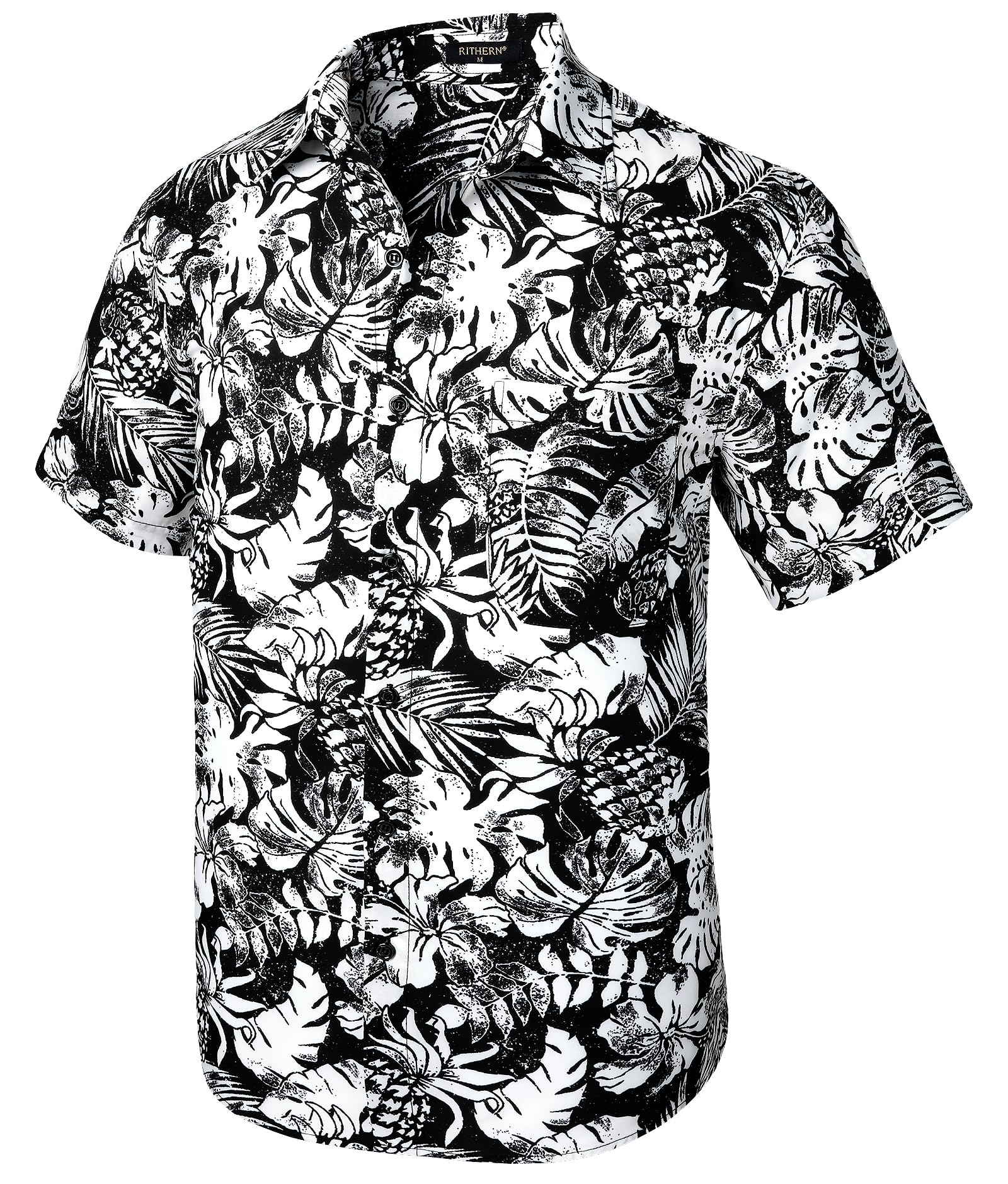 Rithern Camisa Hawaiana Hombre Verano Camisa Casual Manga Corta Playa Vacaciones Camisas Impresión de Hawaii Camise con Bolsillo Delantero