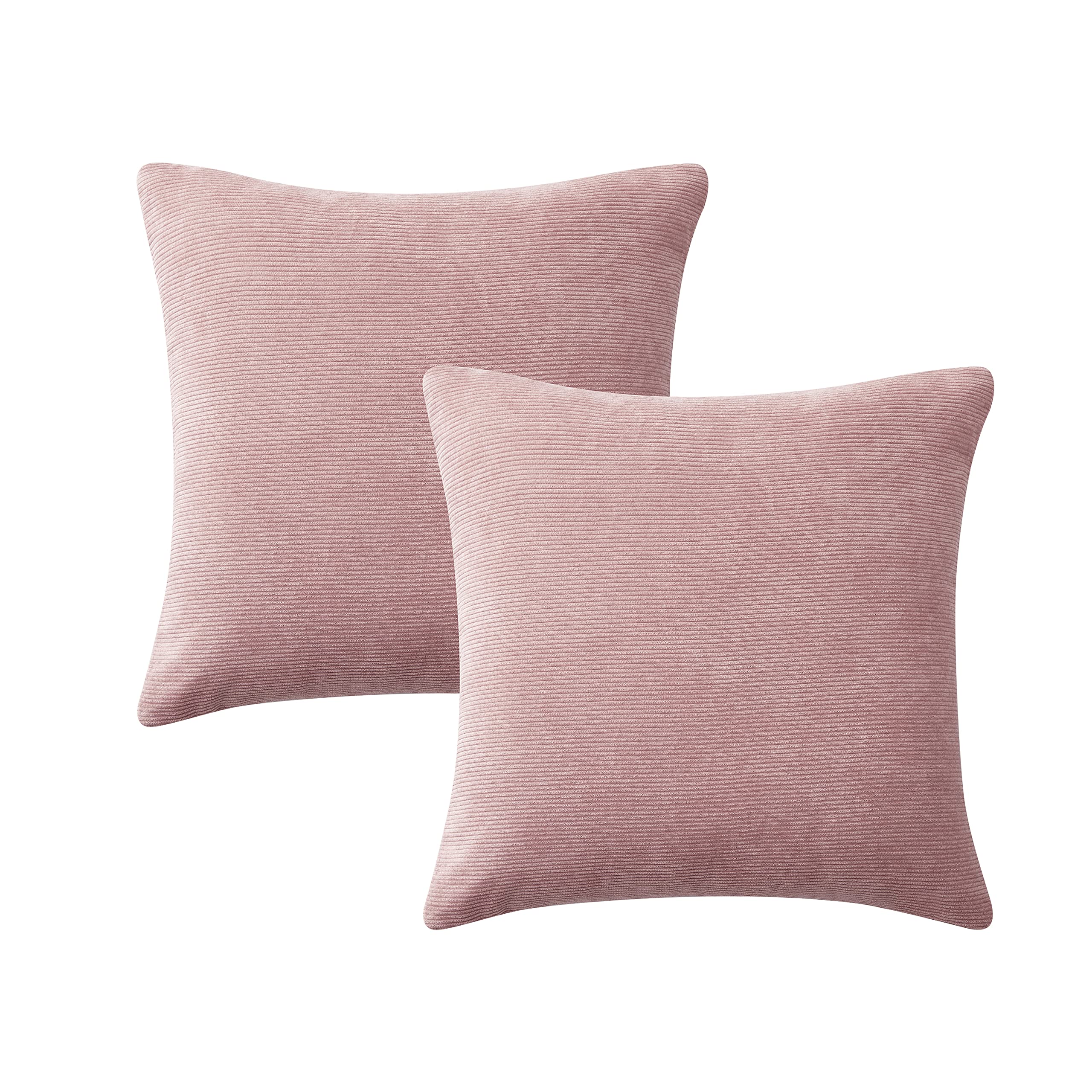 AMEHA Cushions with Covers Included 45 x 45 cm with Invisible Zipper, Set of 2 Velvet Blush Pink Cushion Covers and Inserts Decorative Cushion Set for Bedroom, (18x18 inch Stripe)