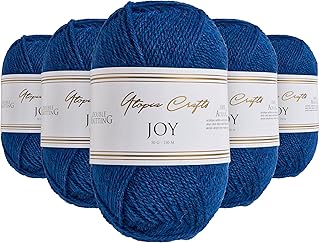Utopia Crafts JOY DK Knitting Yarn - Hilo de tejer (5 unidades, 50 g, 100% acrílico), color azul marino