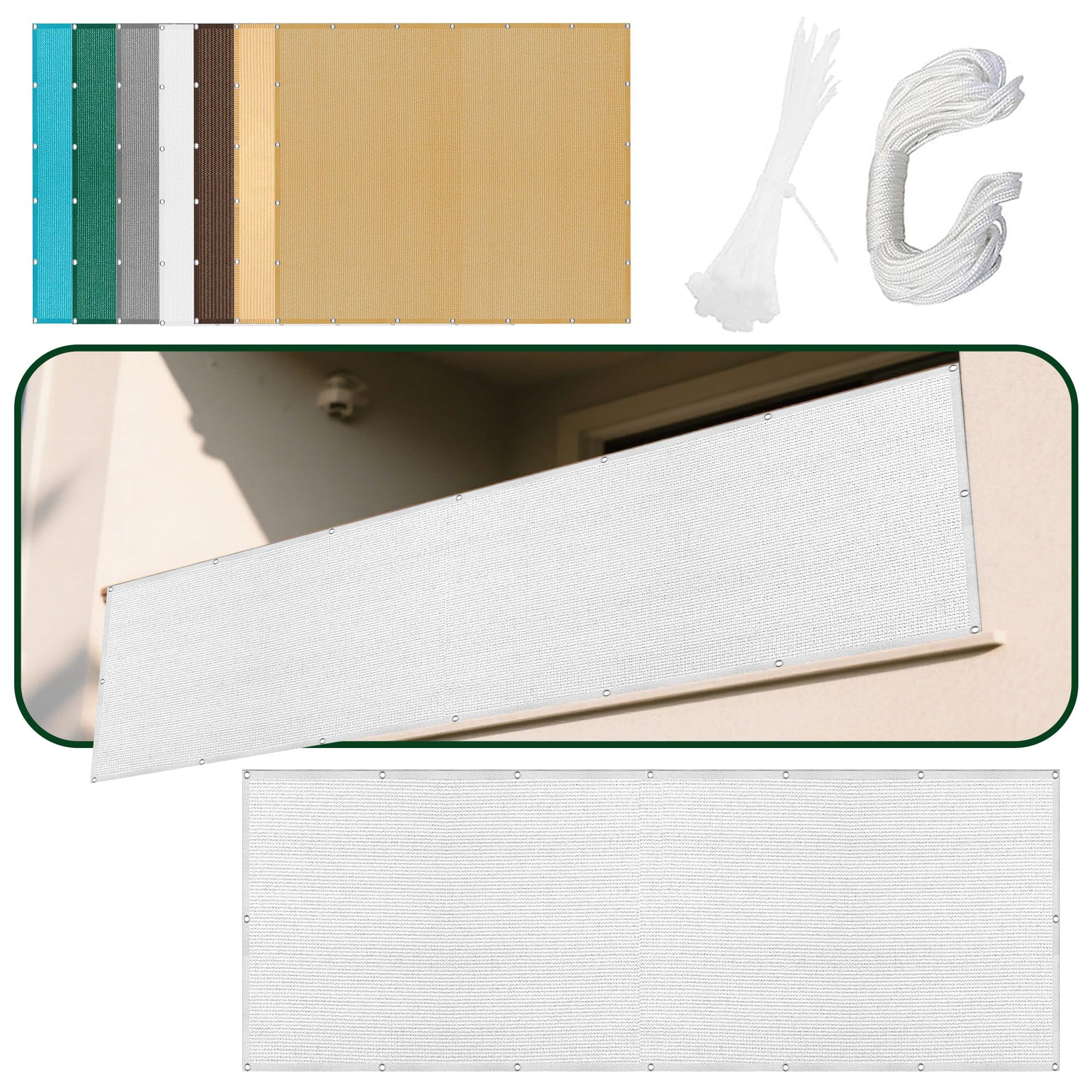 Voile d'ombrage contre la chaleur et les UV 98% en toile blanche HDPE
