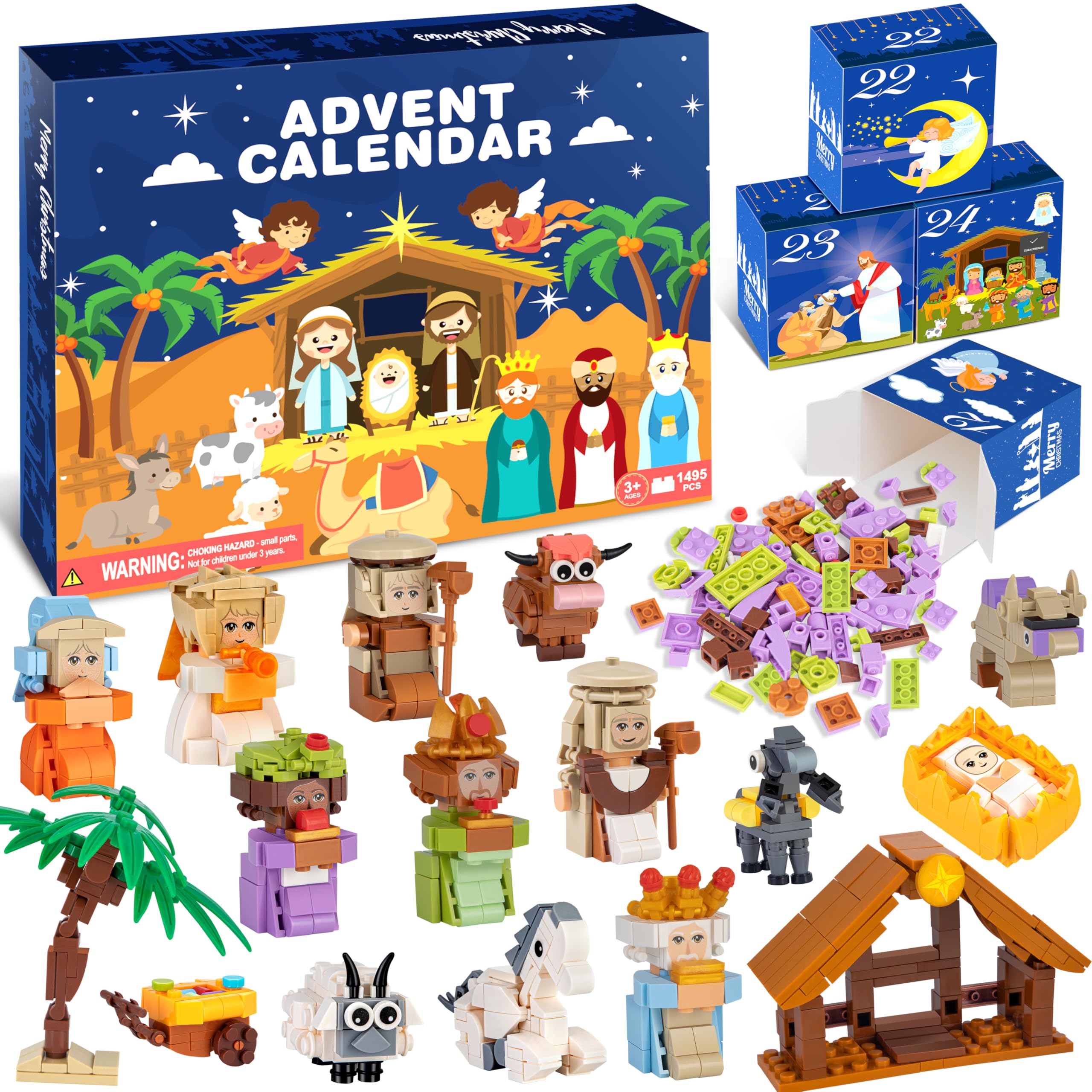 Snapklik.com : Nativity Advent Calendar 2025 Kids 24 Days Building ...
