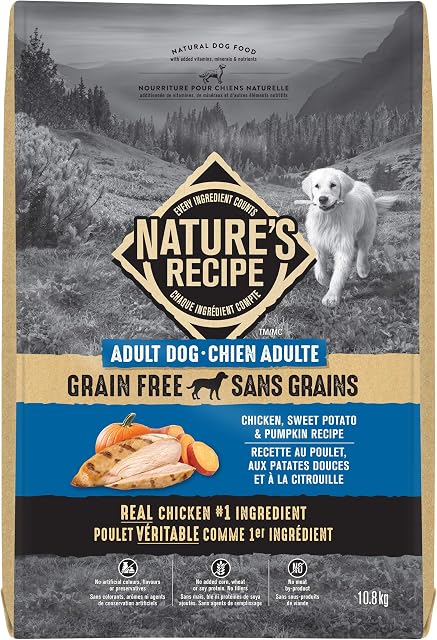 Nature's Recipe Grain Free Natural Dry Dog Food Chicken, Sweet Potato & Pumpkin Recipe 10.8 kg (Pack of 1)