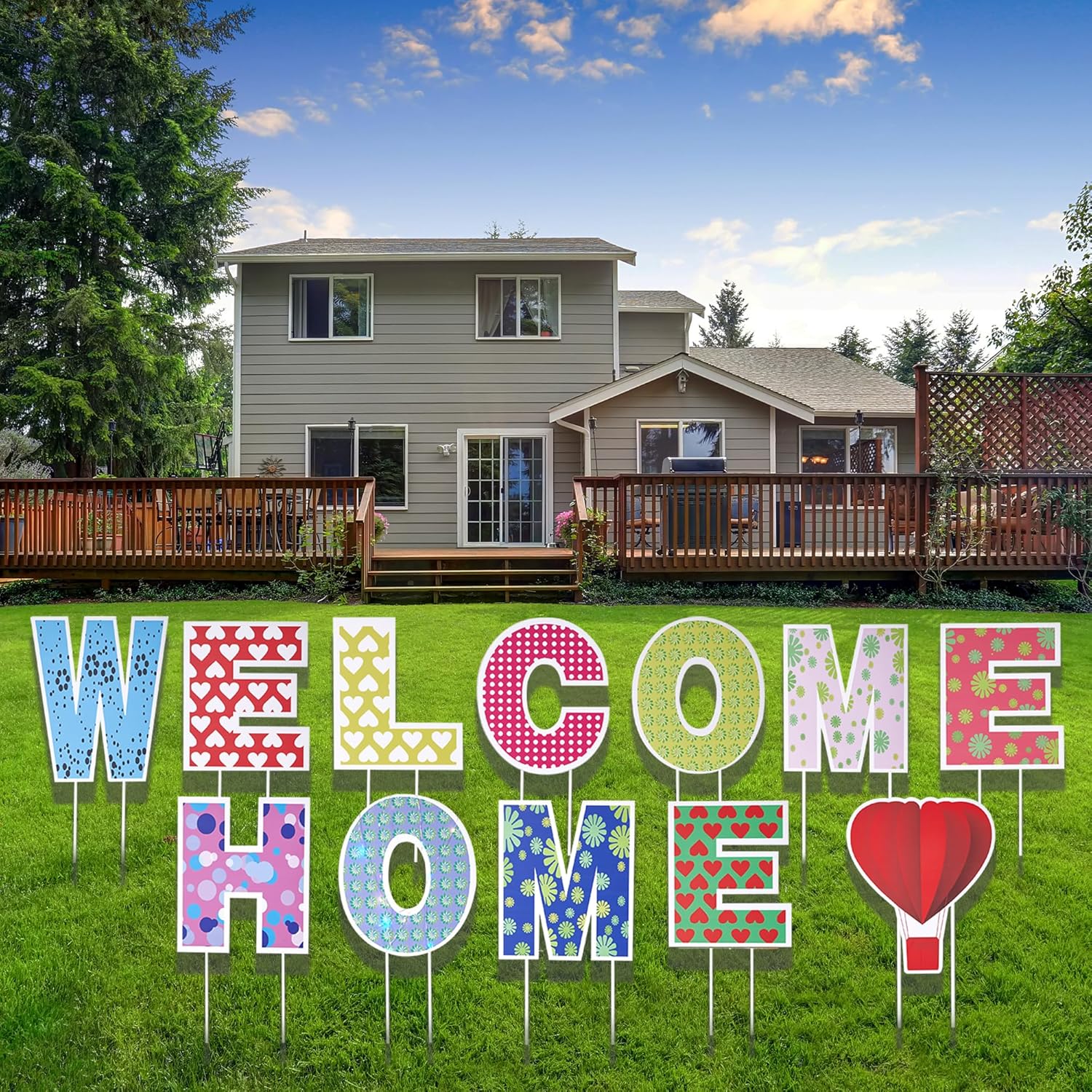 Welcome Home Yard Signs with Stakes 2 LED Light Strings– Welcome Back Home Yard Sign Outdoor Lawn Decorations